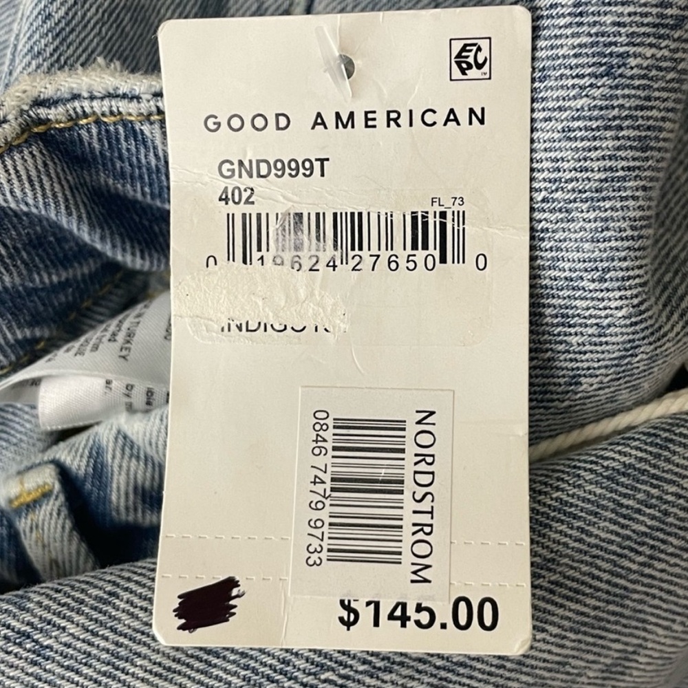 GOOD AMERICAN NWT GOOD 90’s DUSTER CROP STRAIGHT LEG JEANS INDIGO 101 2/26 - Picture 5 of 11